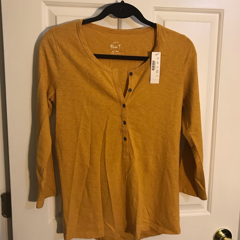 J.Crew Henley Cotton Mustard Color Shirt